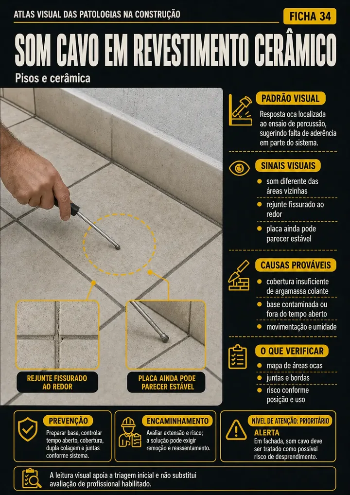 Ficha técnica ilustrada apresentando sinais visíveis e pontos de investigação.